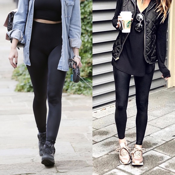 TWO PAIRS High Waist Black Compression Leggings - Picture 3 of 3